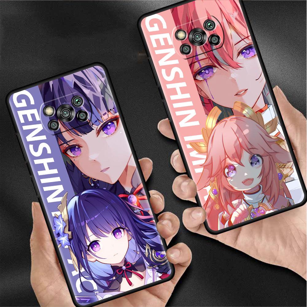 Genshin Impact Game Phone Case For Xiaomi Mi Poco X3 NFC X4 M4 M3 Pro F1 F4 F3 GT C40 11T 11 Lite 5G Fundas Black Cover
