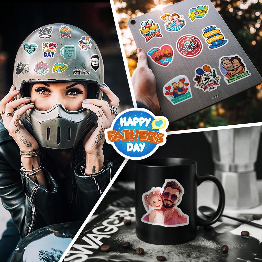 50 Cartoon Father's Day Gift Stickers Envelope Seal Party Gift Box Decoration Stickers