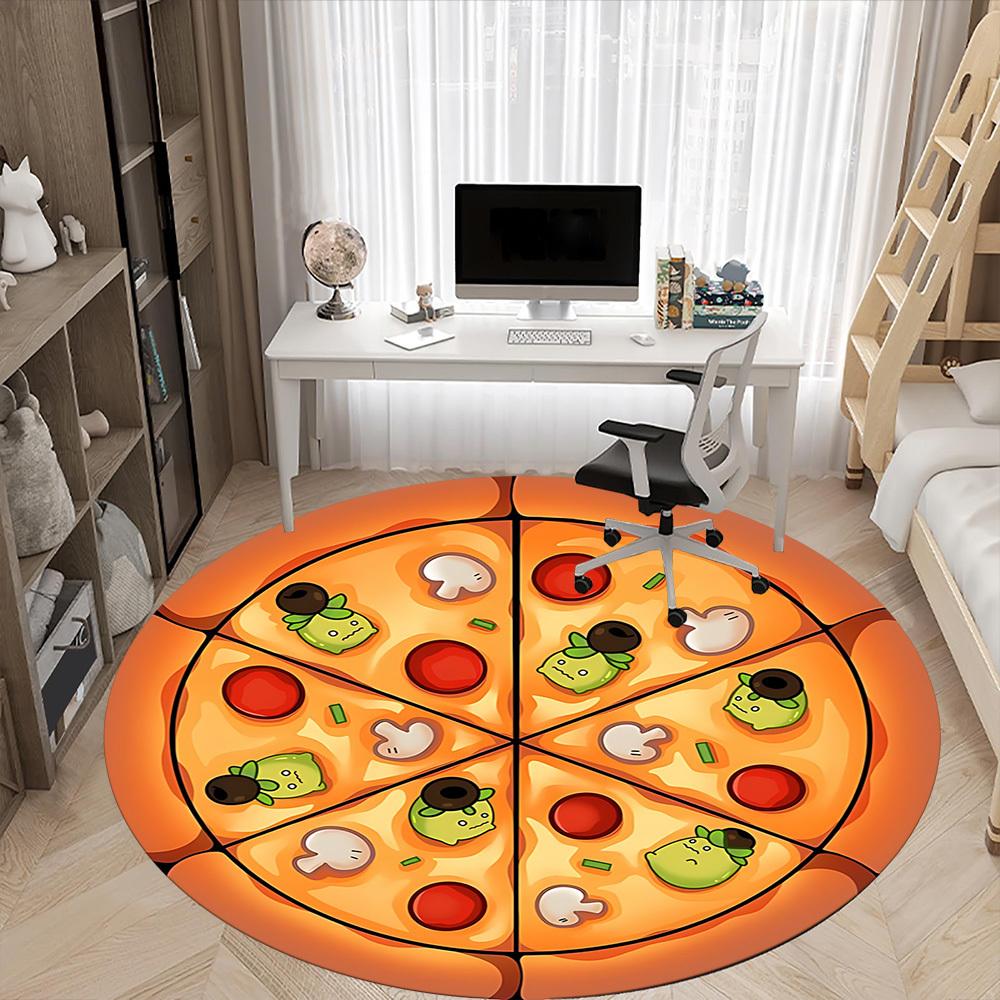 1pc Pizza Slice Office Round Area Rug, Under Office Chairs Bedroom Living Room Home Decor, Room Deco, Available in Various Sizes