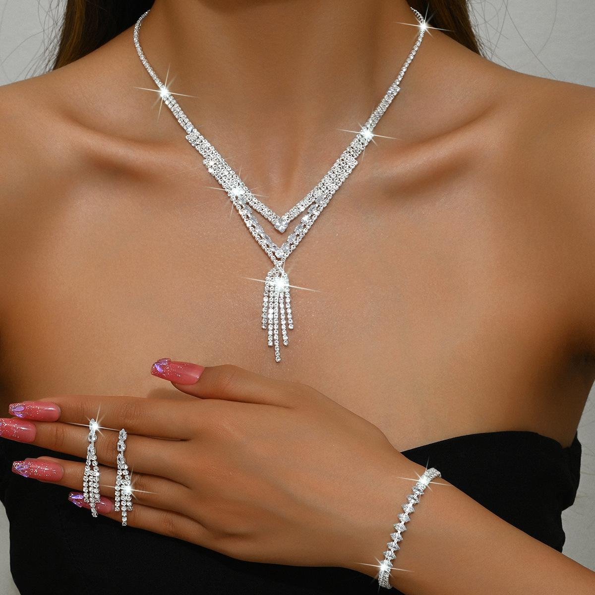 

BLINGBAY комплект женских украшений милый романтический свадебный аксессуар для невесты Стразы элегантный браслет ожерелье серьги комплект женские современные ювелирные изделия подарок