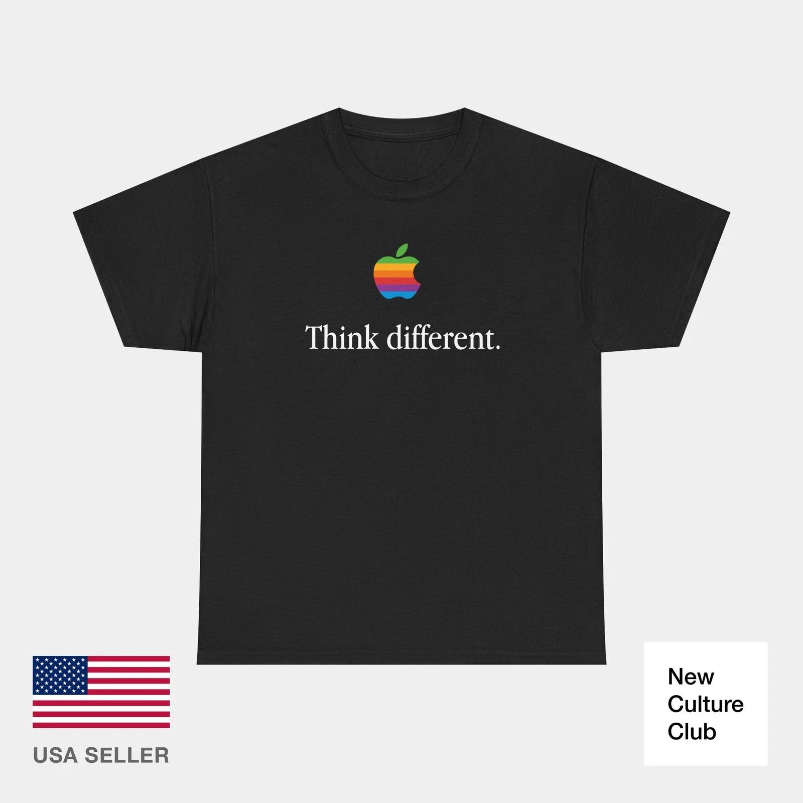 

Винтажная футболка Apple Computer Classic с принтом Think Different, 100% хлопок, мужская футболка, топ с принтом 3XL