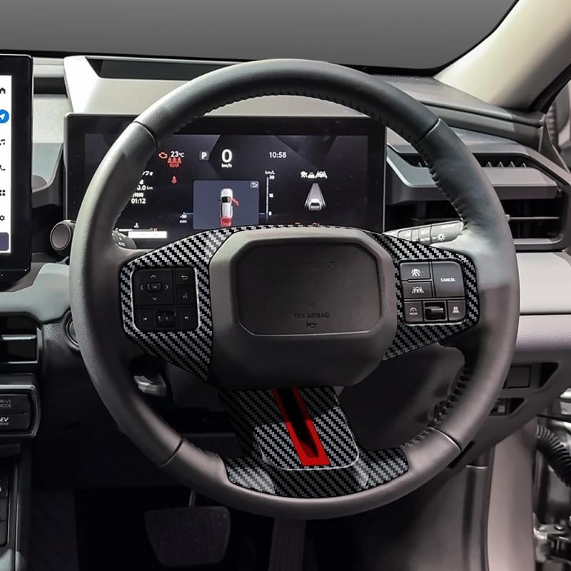 Car Steering Wheel Button Frame Cover Trim For Toyota RAV4 RAV 4 2026 ABS Carbon Fiber Pattern Interior Accessories