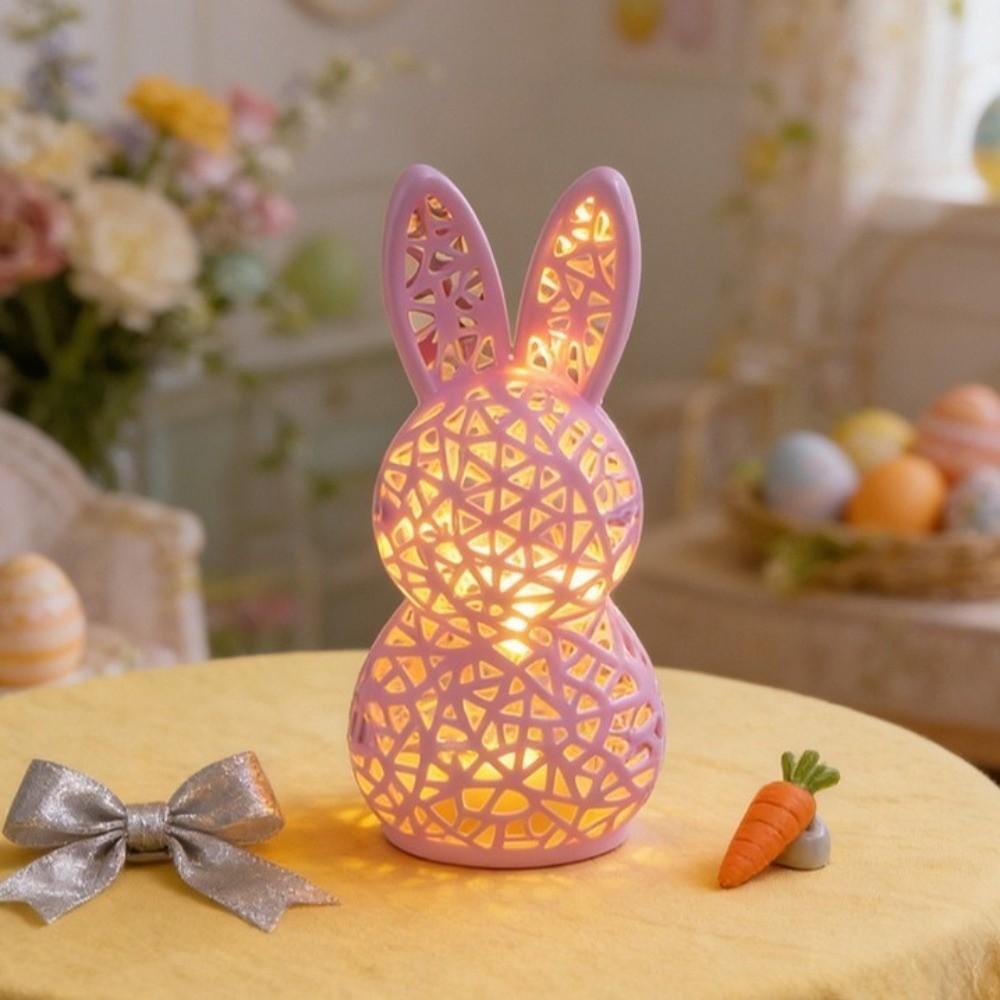 Cartoon Easter Atmosphere Light Plastic Hollow Rabbit Decorative  Festive Atmosphere