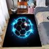 Glowing Blue Soccer Ball Pattern Carpet for Bedroom Decor Rug Suitable for Use As an Anti-slip for Living Room Bedroom Sofas