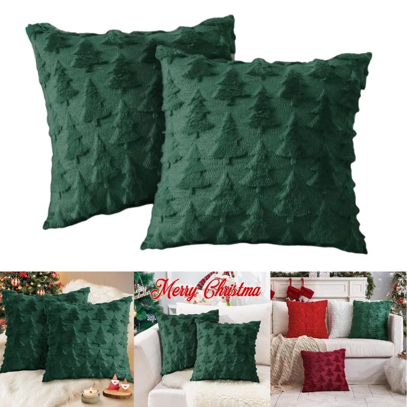 Christmas Celebration Pillow Cover With Invisible Closure Simple Cleaning Sturdy for Living Room Bedroom