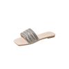 Slippers women's summer wear new pearl rhinestone sandals fashionable versatile flat bottom one-word