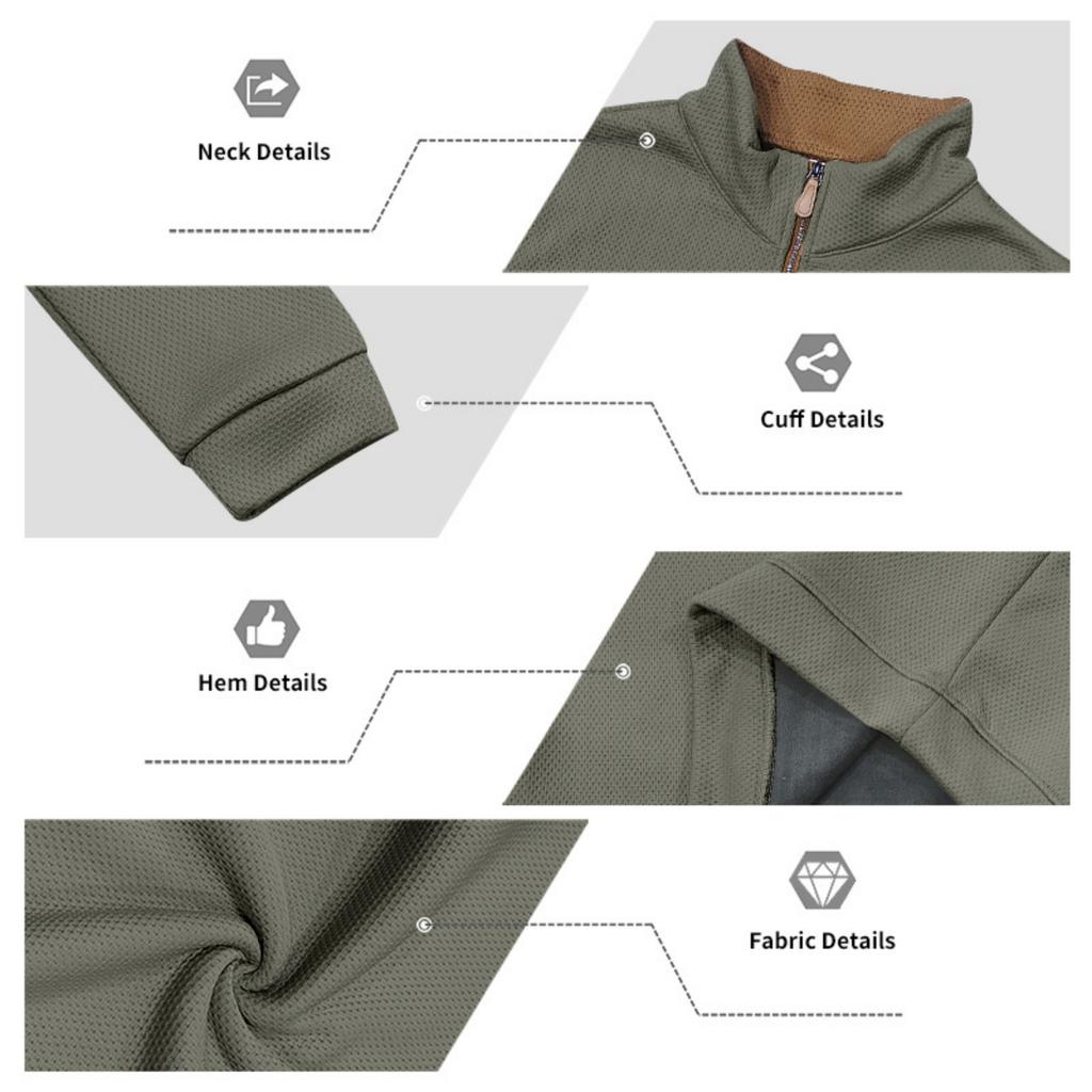 Men's Heavy Weight Knit Zip Up Sweatshirt with Stand Collar Loose Fit Thermal for Casual Wear