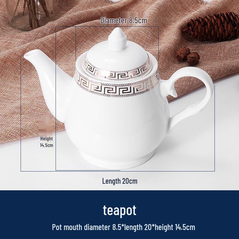 Set di Stoviglie in Ceramica di Lusso: Piatto, Ciotola, Cucchiaio e Tazza in Osso con Bordo Dorato - 4 Pezzi per Eleganza di Hotel e Ristorante