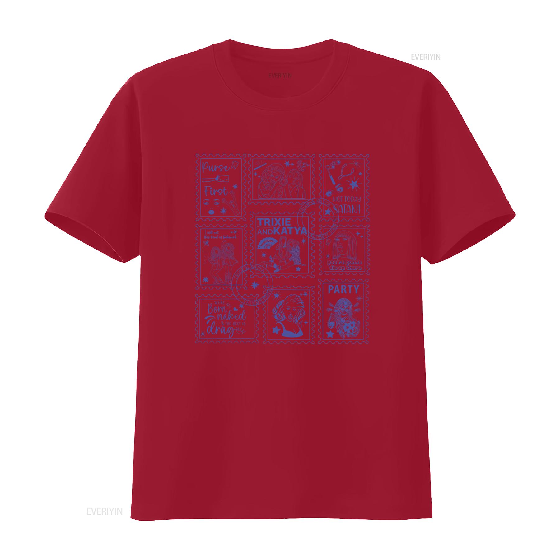 

Trixie Katya Doodle Stamp Design T Shirt Vintage Style for Rupauls Drag Race Fans vintage Washed Comfortable streetwear Soft S