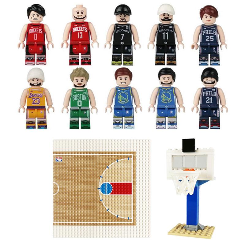 Set da Pallacanestro Blocchi da Costruzione Canestro da Pallacanestro Base per Campo da Pallacanestro Giocattolo a Particelle Piccole Sacchetto