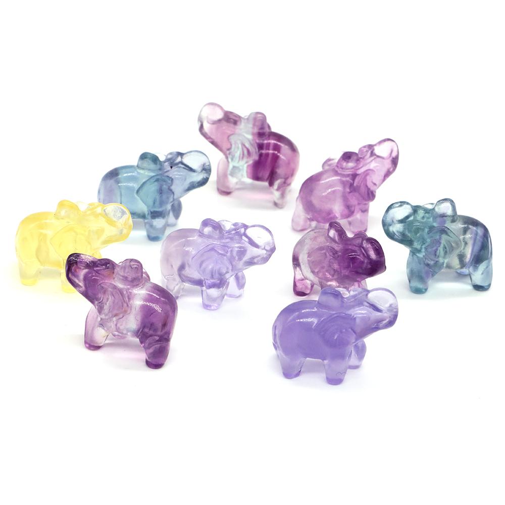 Natural Fluorite Crystals Mini Cartoon Animal Statue Reiki Healing Stones Carved Gemstone Crafts Home Decoration Ornament Gifts