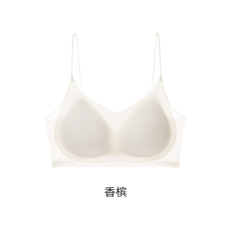 Traceless ice underwear women's summer thin women's fixed cup small breasts gather and close secondary breasts light and breathable bra cover