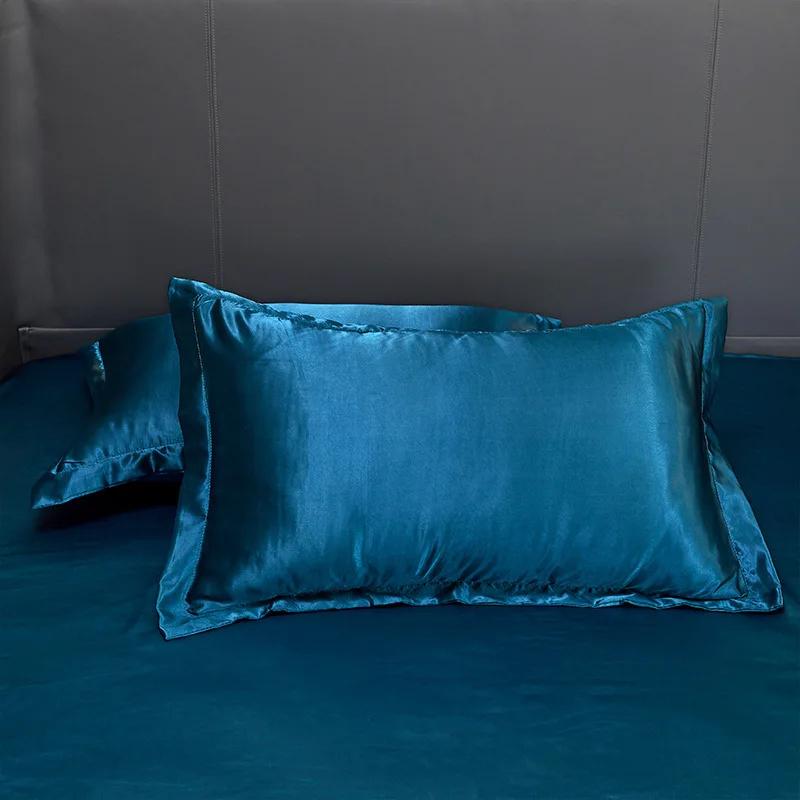 Satin Flat Bed Sheet Smooth Luxury Satin Silk Bedding Set with Duvet Cover Bed Sheet 1 Duvet Cover+1 Bed Sheet+2 Pillowcases