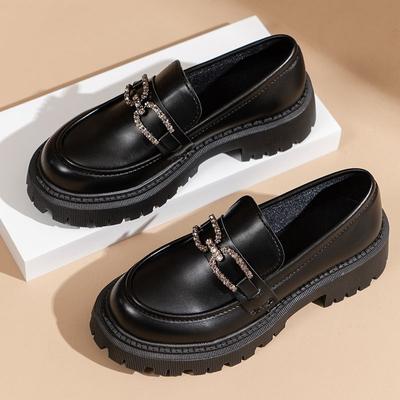 Mary Jane Shoes For Woman Pumps Lolita Platform Ladies Loafers Vintage Solid Leather Slip On Metal Buckle Oxford Shoes
