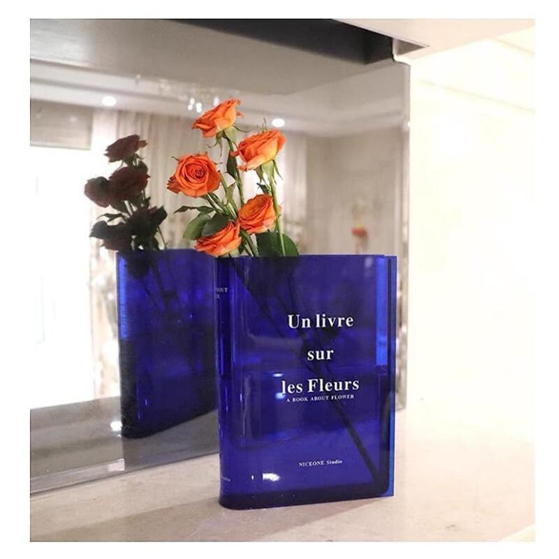 

Книга Прозрачная акриловая ваза Современное украшение для дома Настольная ваза для цветов Свадебная гидропонная настольная ваза для растений Орнамент