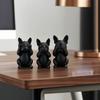 3D Printed French Bulldog Statues Set of 3, Matte Black Sculpture, Minimalist Bull Dog Figurines for Home Decoration, Office