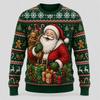Felpa con Stampa Animalier di Babbo Natale Moda Autunno Inverno Abbigliamento per Feste Natalizie Maglione Brutto Streetwear alla Moda Top Unisex