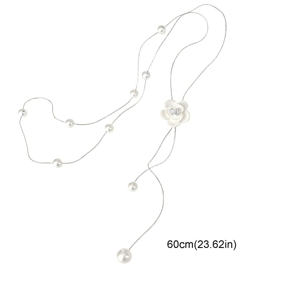 Flower Butterfly Necklace Metal Chain Tassel Collarbone Chain Sweater Chain Pearl Choker  Women