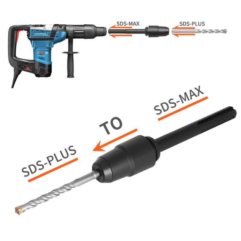Sds Max zu Sds Plus Steckschlüsseladapter Elektrischer Hammer zu Schraubenschlüssel Konverter Verlängerung Bohrerstangen-Set Schlagbohrwerkzeuge