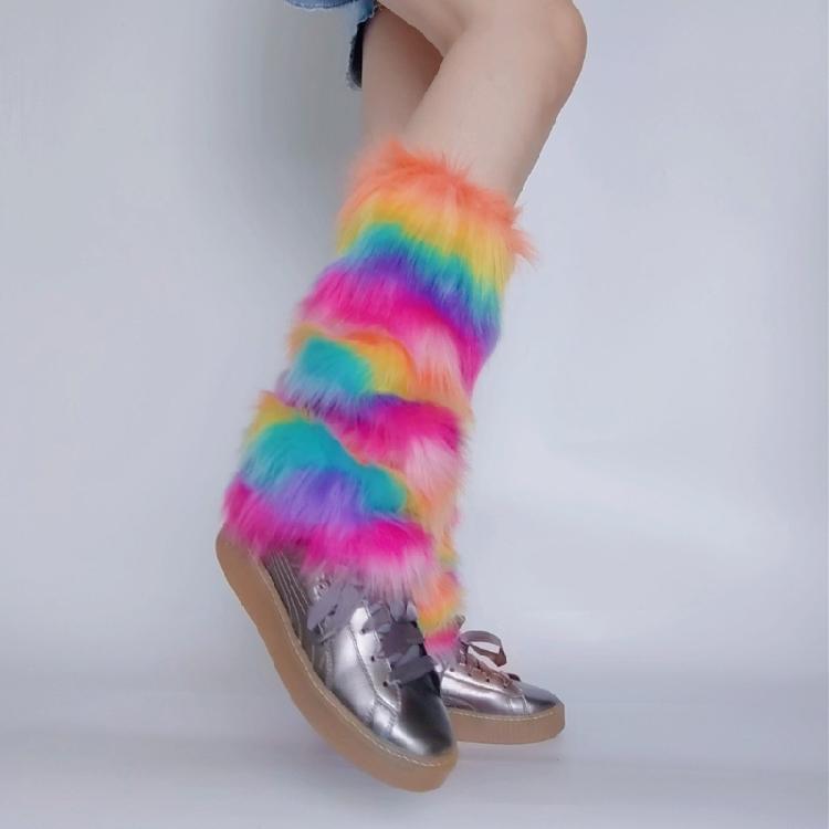 Furs Leg Warmer Winter Furry Long Boot Cuffs Fuzzy Shoes Cover Party Costume