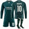 Maillot de Club 26/27: Maillot Extérieur Real Madrid (Vert, Manches longues, Non. 10) – Vinícius, CR7, ou Mbappé
