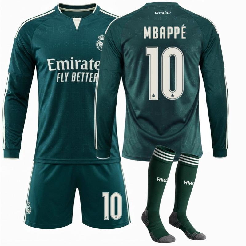 26/27 Clubtenue: Real Madrid Uitshirt (Groen, Lange mouwen, Nee. 10) – Vinícius, CR7, of Mbappé