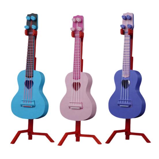 Mini Musikinstrument Modell Miniatur Gitarre Ukulele Guzheng Spielzeug mit Ständer für Puppenhaus Zubehör Heimdeko