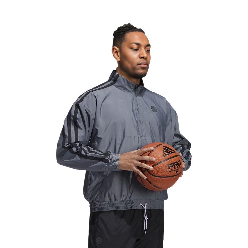 Adidas Half-Zip Athletic Fit Jacket Men Outerwear Gray GV4675