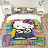 3pcs Hello Kitty In a Playful Pose Pattern Bedding Three-Piece Set (1 Cover + 2 Pillowcases, No Fillings),  Soft and Comfortable S038