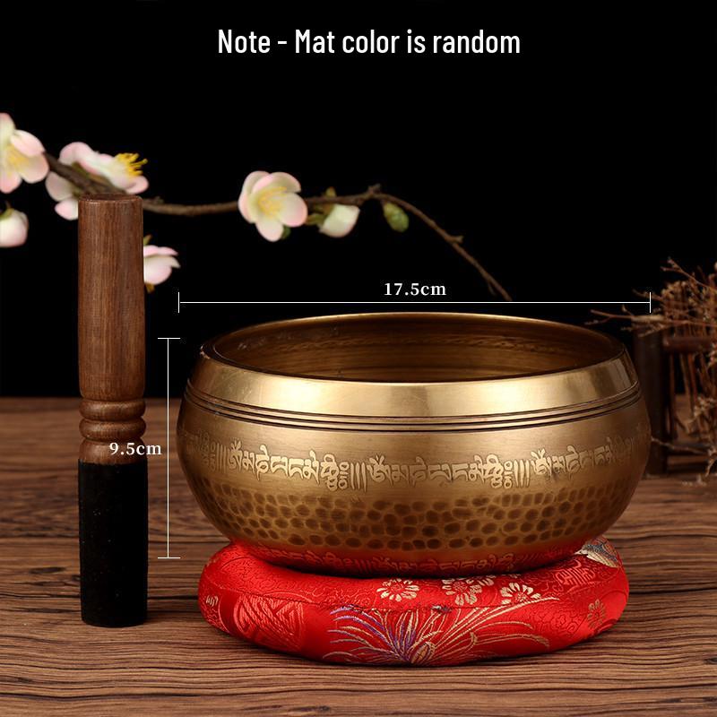 Nepal Bronze Six-Syllable Mantra Tibetan Singing Bowl for Meditation and Incense, Buddha Sound and Chime Bowl.