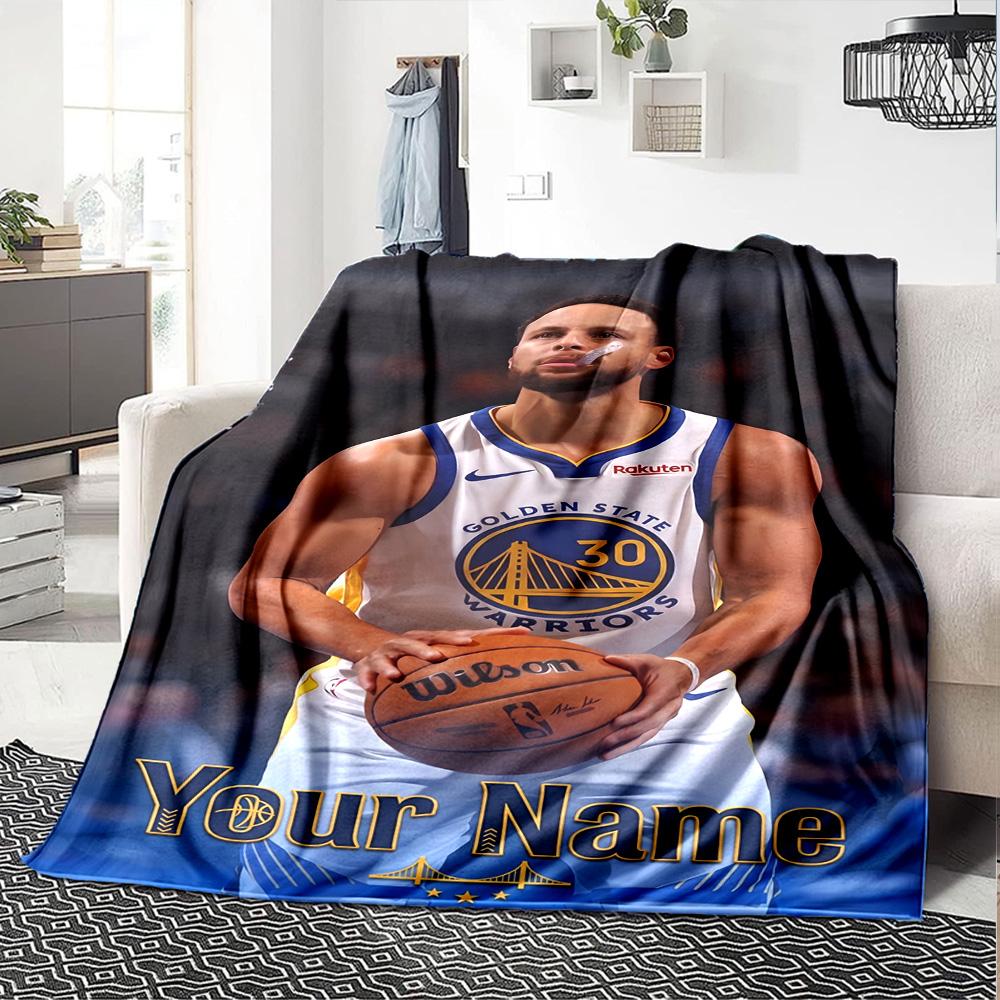 Golden State Warriors Team Personalized Name Blanket Cozy Customizable Blanket Comfortable Perfect for Office Nap Living Room Home Decor