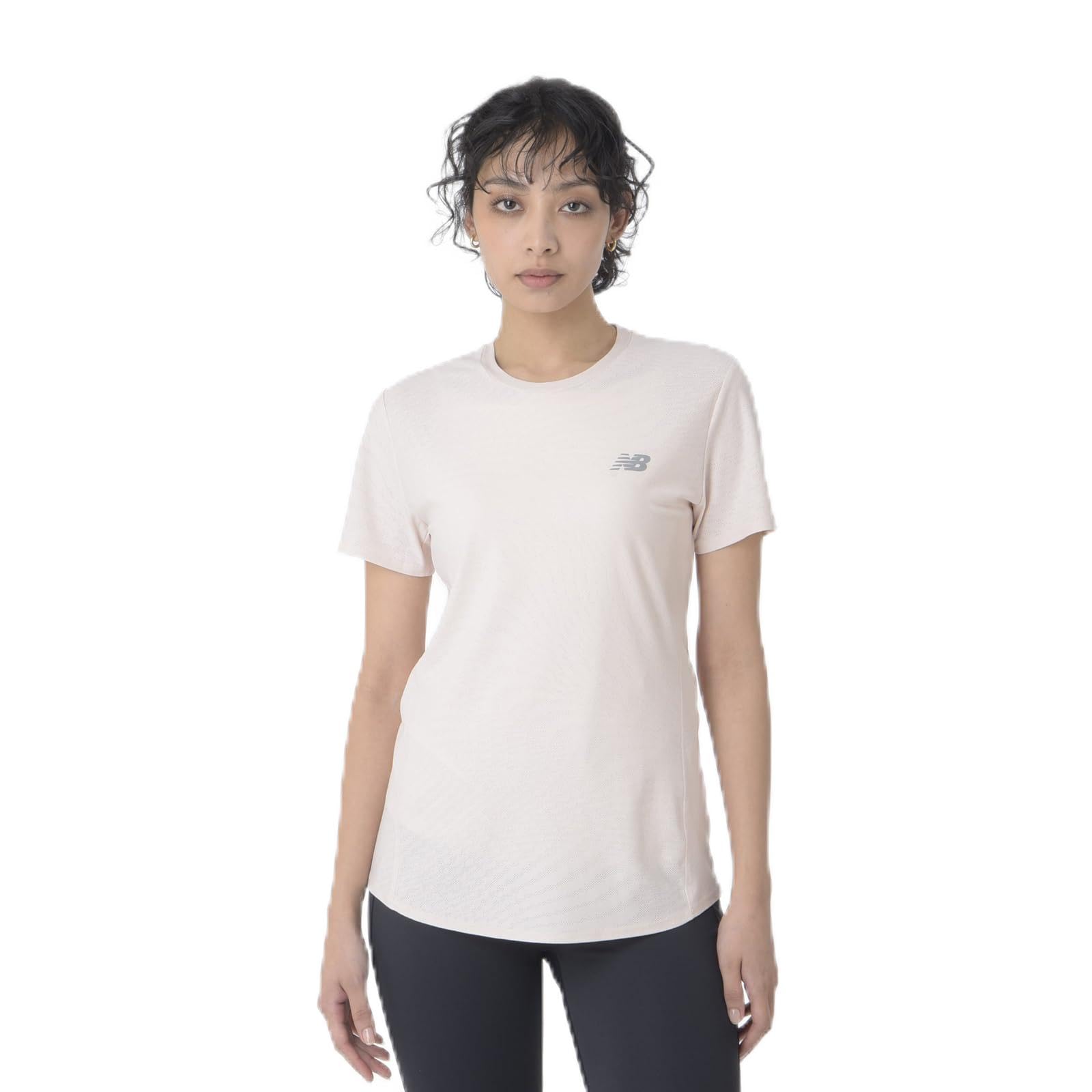 

[New Balance] Women s Short-Sleeve T-Shirt Dry Jacquard Slim Short-Sleeve T-Shirt (WT41281) Quick-Dry OUK (Quartz Pink) S
