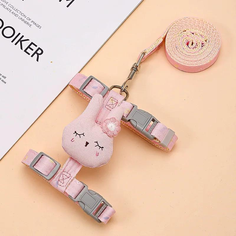 Adjustable Bunny Cat Dog Harness and Leash Set Walking Pet Harnesses for Small Animals Cats Rabbit Mascotas Accessories Supplies