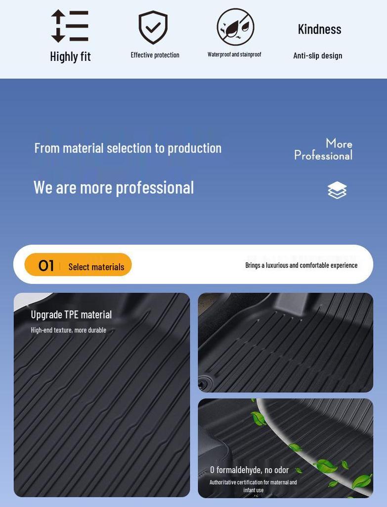 Eco-Friendly TPE All-Weather Floor & Trunk Mats for Tesla Model Y