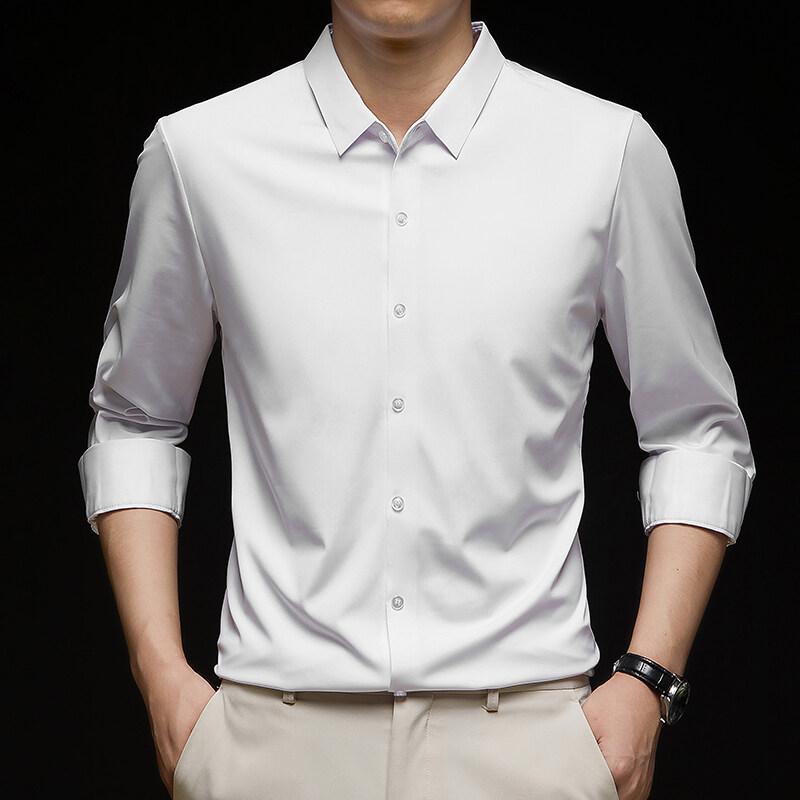 Men's 4-Way Stretch Dress Shirt Solid Long Sleeve Formal Shirts Wedding Business Casual Button Down Shirts