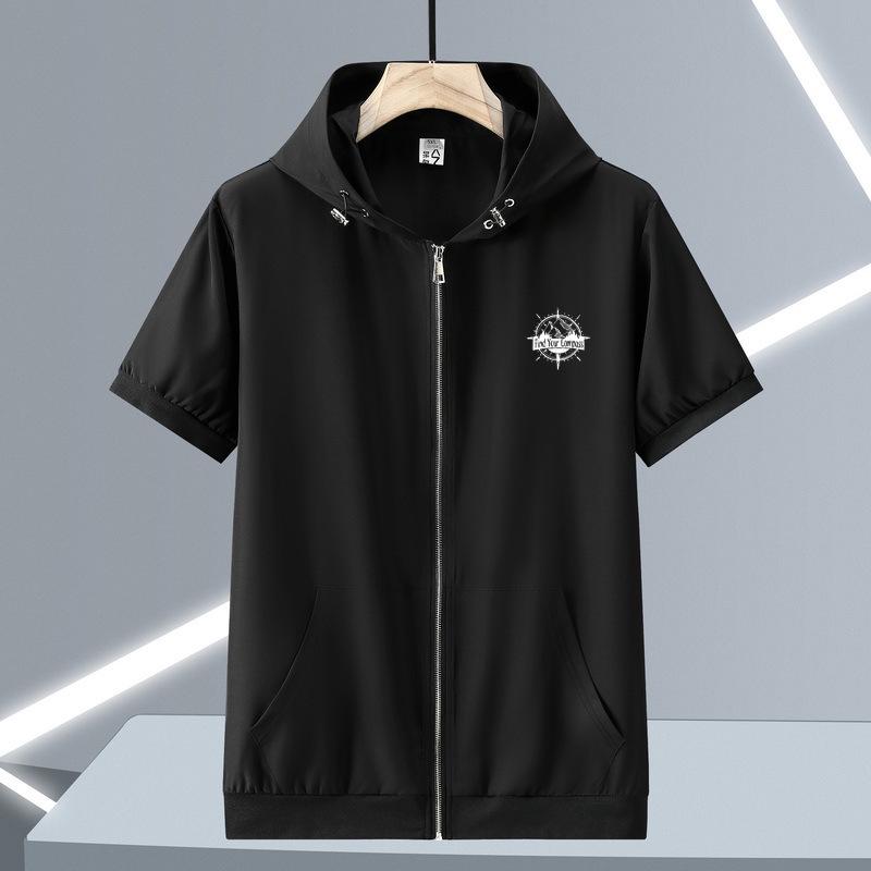 Men's Plus Size Casual Hooded Zip-Up Summer Set: Trendy Loose Short Sleeve Outfit
