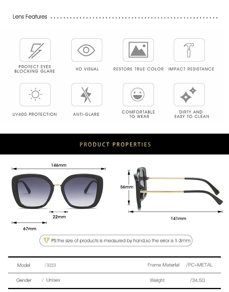 2022 Winter Square Frame Sunglasses: Trendy European & American Street Style Glasses for Women