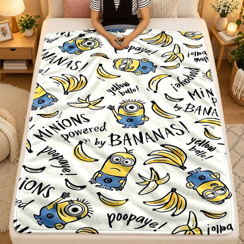 Flannel BlanketMinions Warm Soft Throw Blanket for Indoor Sofa Bed Living Room Use