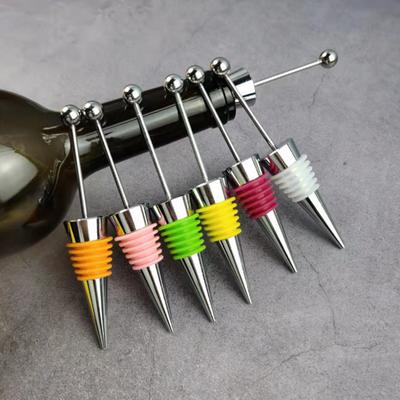 5Pcs Wine Stopper Reusable DIY Wine Bottle Stopper Easy To Clean Alloy Bottle Sealing Plug for Home Kitchen Bar