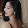 New Black & White Chessboard Earrings: Simple Fashion, Korean Design, Diamond-Studded, French S925 Silver Needle Trend for Women.