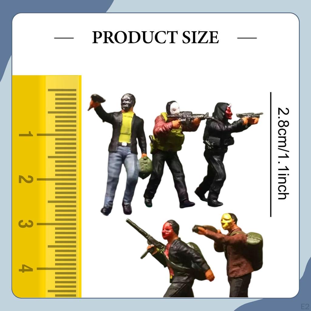 5 Pieces 1/64 People Figures Figurines Collections Train Railway Miniature Dioramas