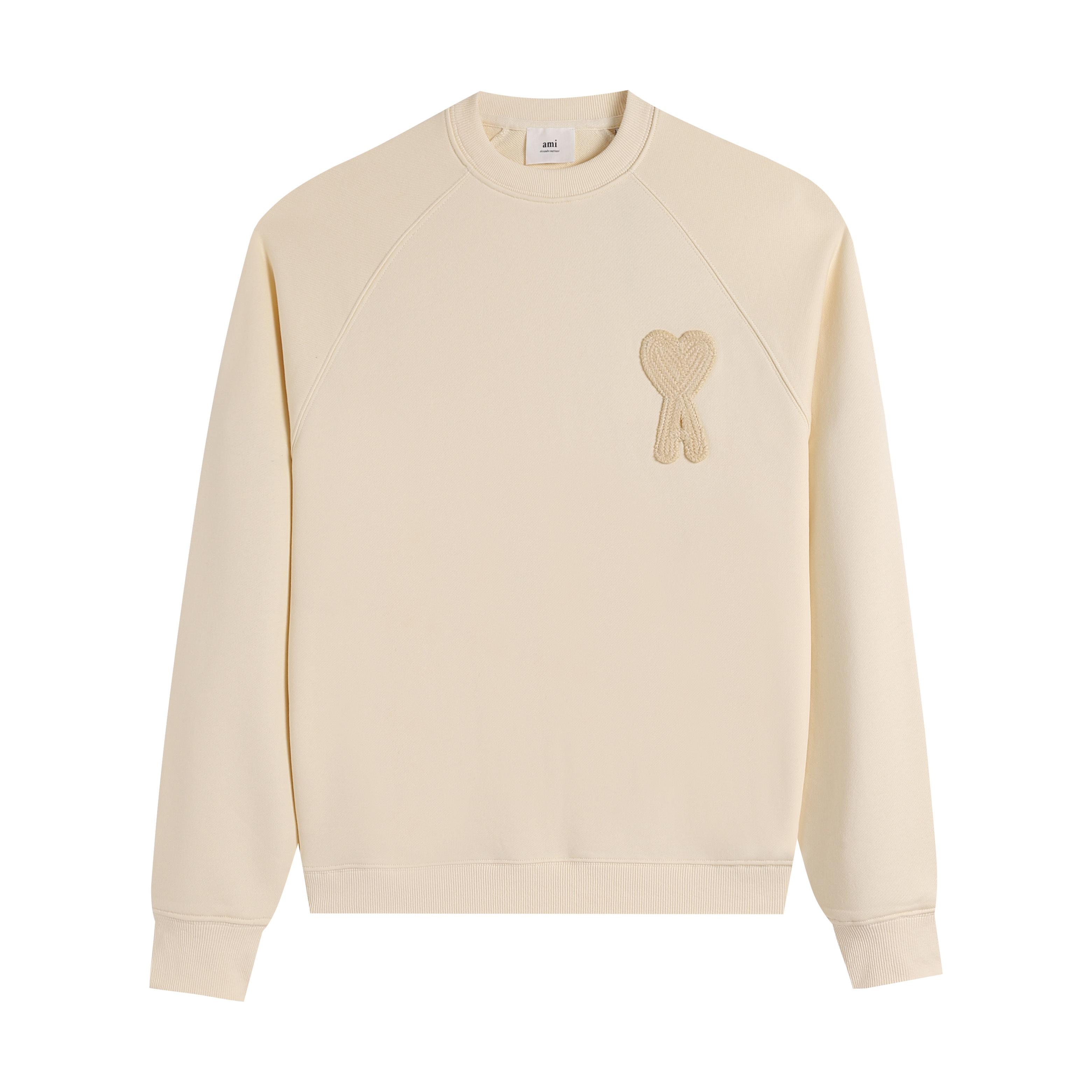 AMI 216  2025 Herfst en Winter Nieuwe Hoodie met Groot Hart Logo van Hoge Kwaliteit Katoen met Ronde Hals Mannen Pullover M