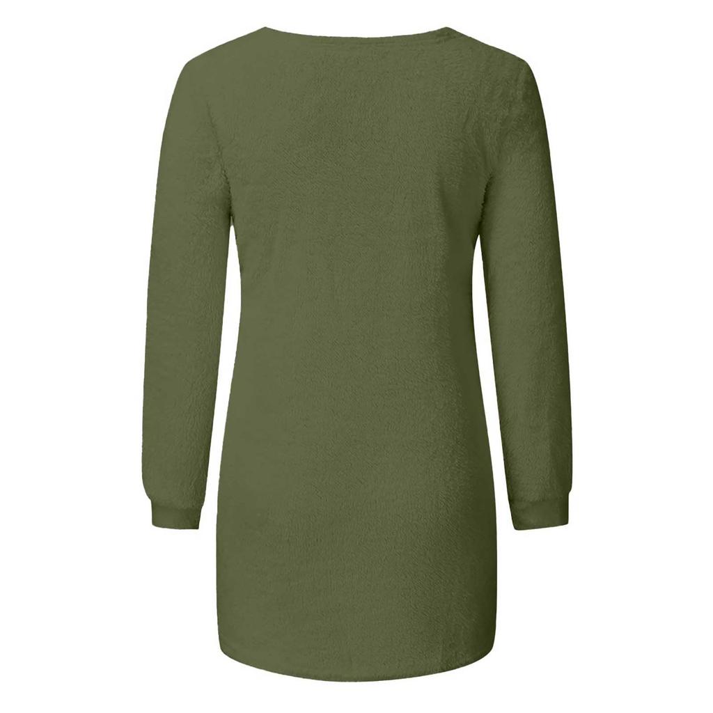 Womens Cute Sweaters Casual Crewneck Fleece Pullover Long Sleeve Thermal Soft Fuzzy Sweater Winter Clothes