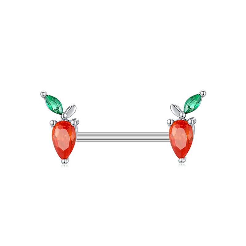 Heart-Shaped Zircon Nipple Rings & Barbells - European & American Fruit Series