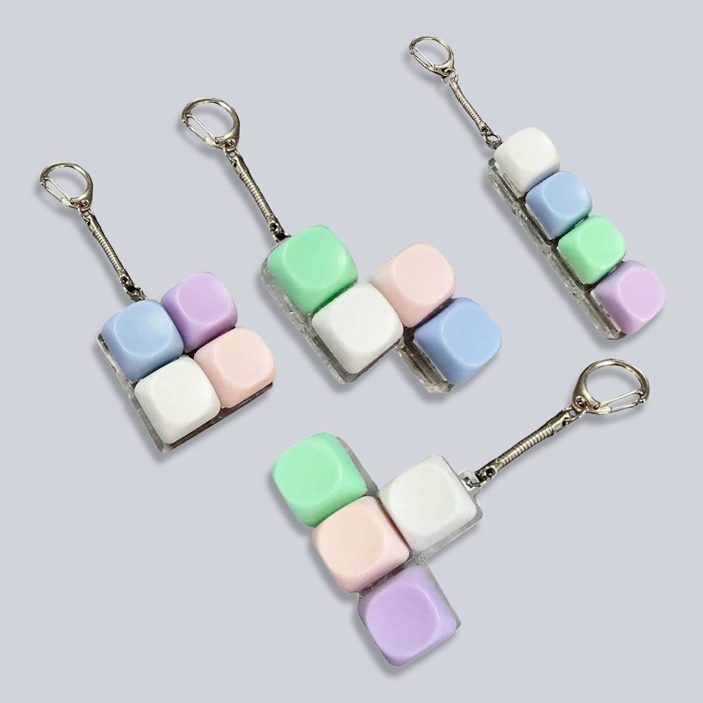 Tastenkappen Fidget Schlüsselanhänger 4 Tasten Clicker Spielzeug Anhänger Entspannende Finger Tastaturkappe für Erwachsene & Kinder