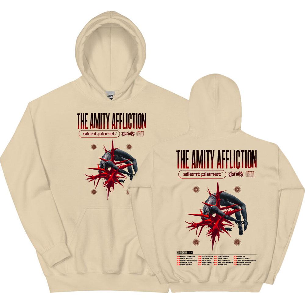 The Amity Affliction Tour Hoodies Album House of Cards Graphic Sweatshirts Long Sleeve Hooded Pullovers Men Women Clothing XS