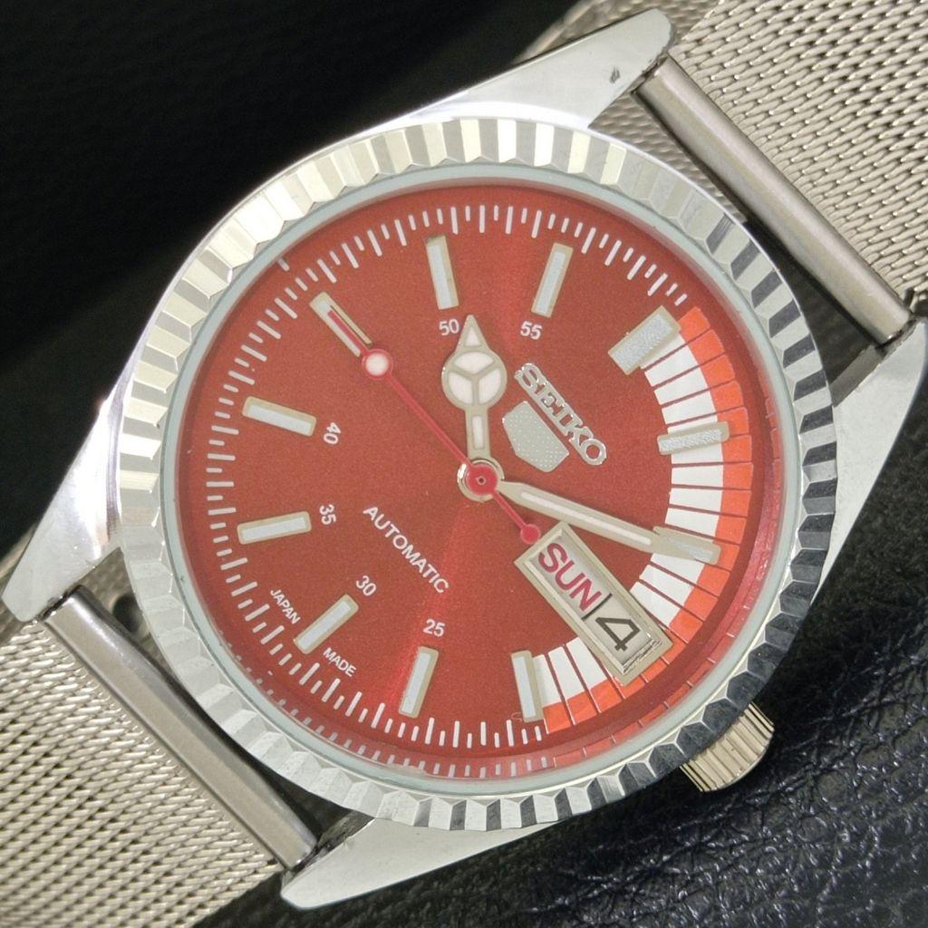

REFURBISHED SEIKO 5 AUTOMATIC 6309A VINTAGE JAPAN MENS RED DIAL WATCH a440679-4 Sk-a440679