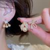 18k Gold-Plated Silver Zircon & Pearl Earrings with Star, Bowknot & Leaf Design - Luxury Earrings for Women
