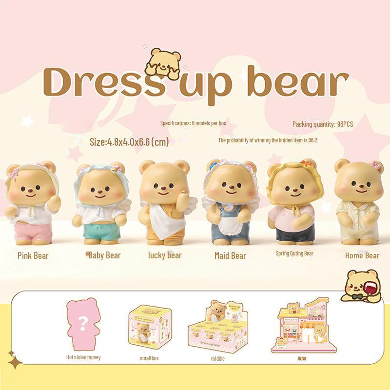 

Douyin Trending Bear Blind Box Doll - украшения из смолы ручной работы для дома, стола, автомобиля или подарков для студентов Box Set