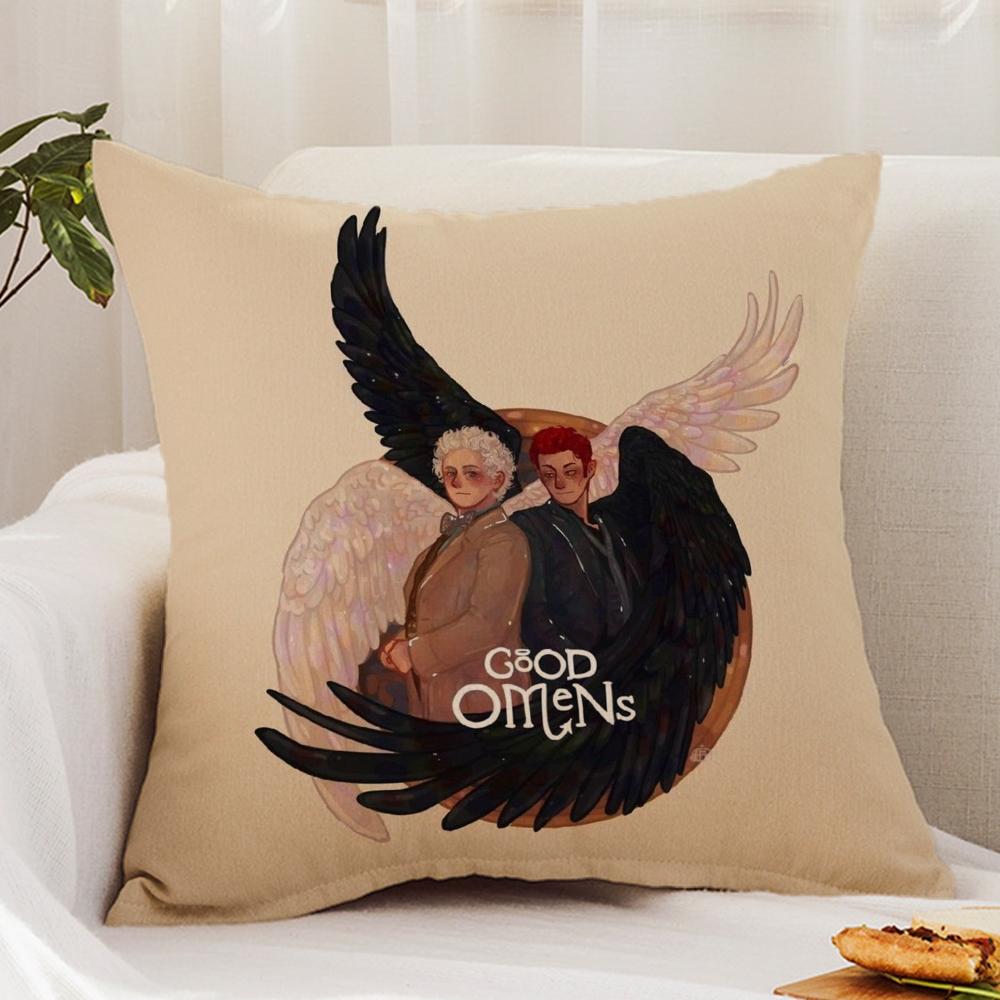 Tv G-Good O-Omens Cushion Cover Premium Comfort Reversible Pillow Cover - Dual - Use Design for Home & Car